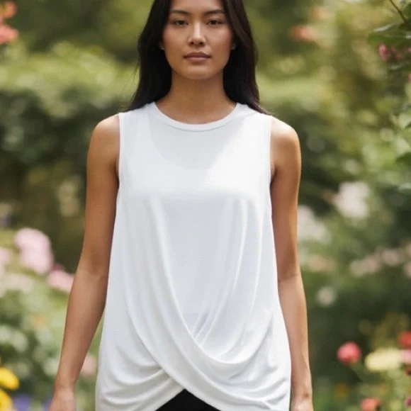 Athleta White Draped Sleeveless Top - Picture 1 of 6